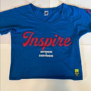 Zumba Fitness Vibrant Blue Tee woman’s size medium Zin instructor crop top dance